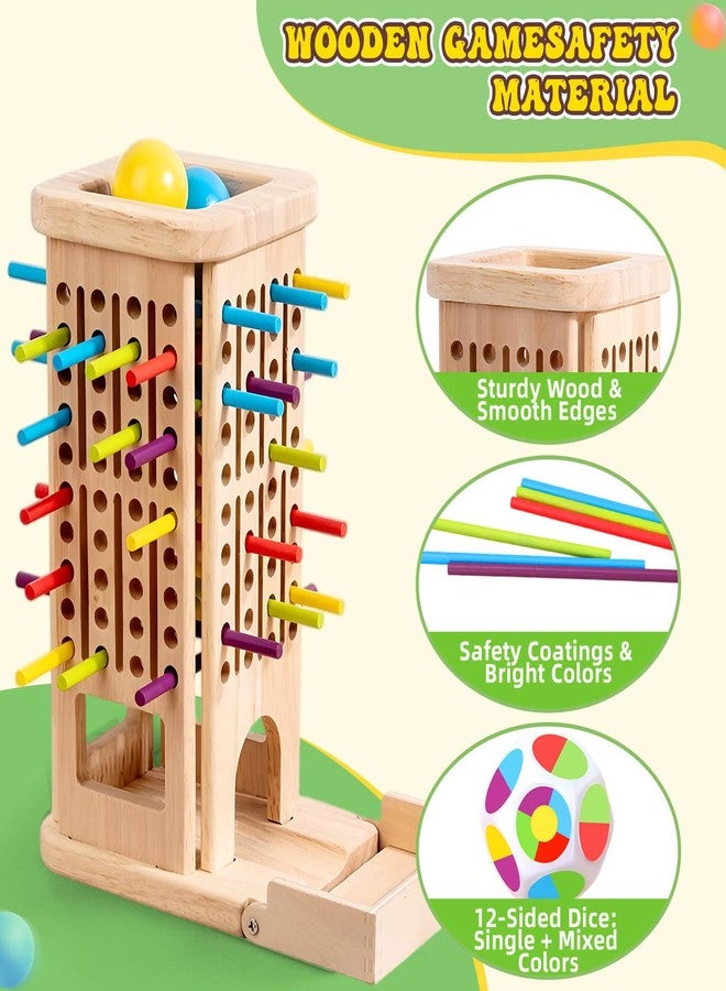 Britik Montessori Wooden Board Games for Kids 3-8 Years: 40 Colorful Wooden Sticks 12-Sided Dice Game Math Educational Toys, Fine Motor Skills Toys for 5 Year Old, Family Games for Kids and Adults - Image 4